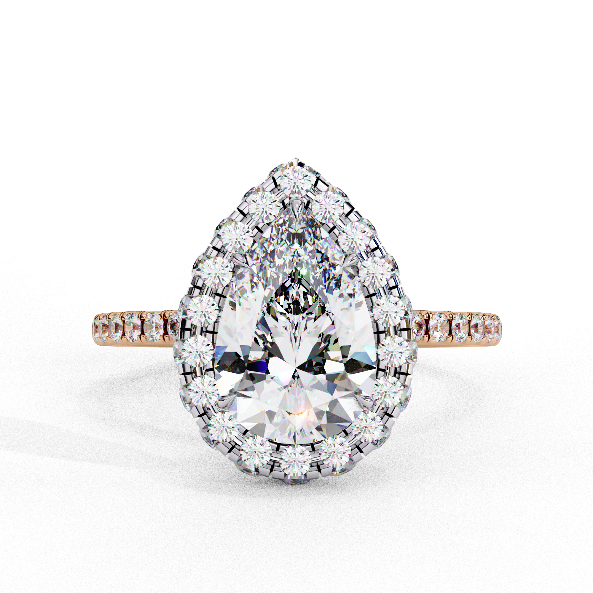 Pear Cut Diamond Halo Engagement Ring